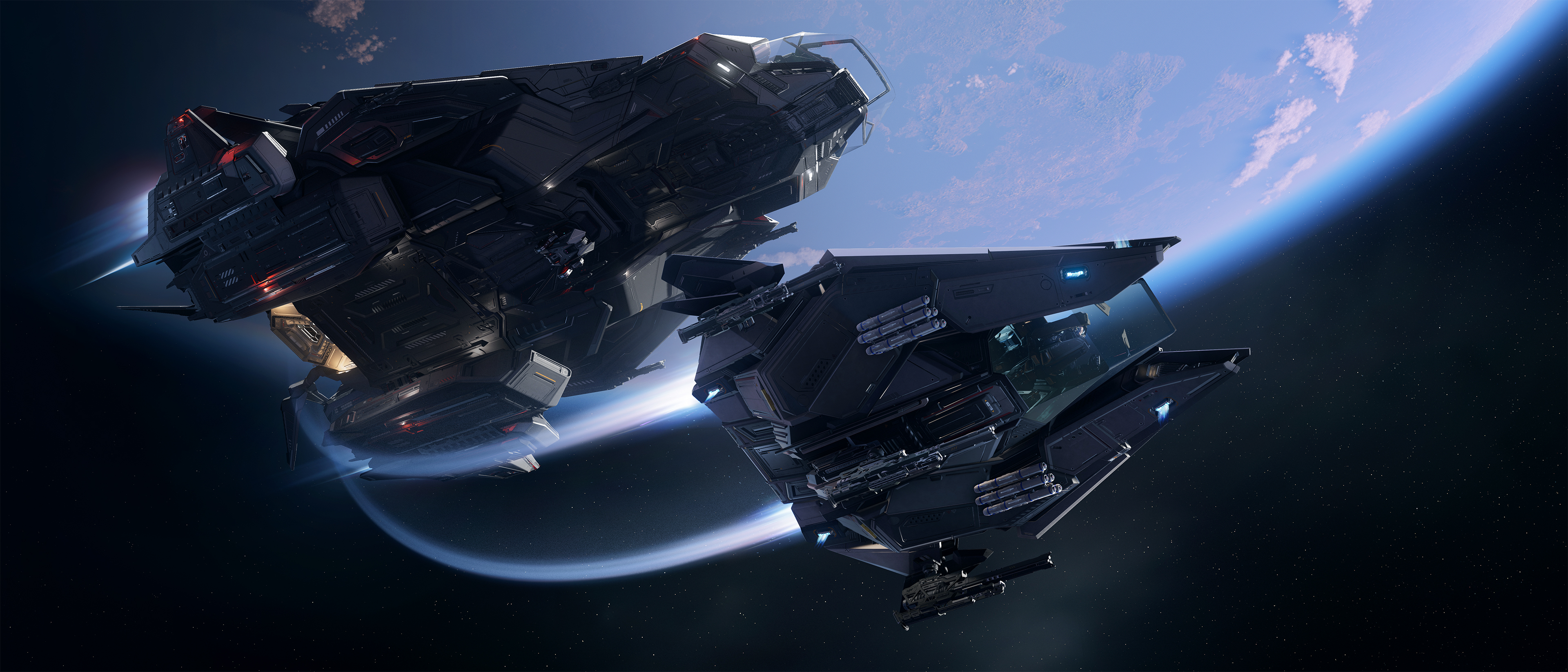 RSI Skylark beside the underside of its Constellation Mk V Centaurus mothership