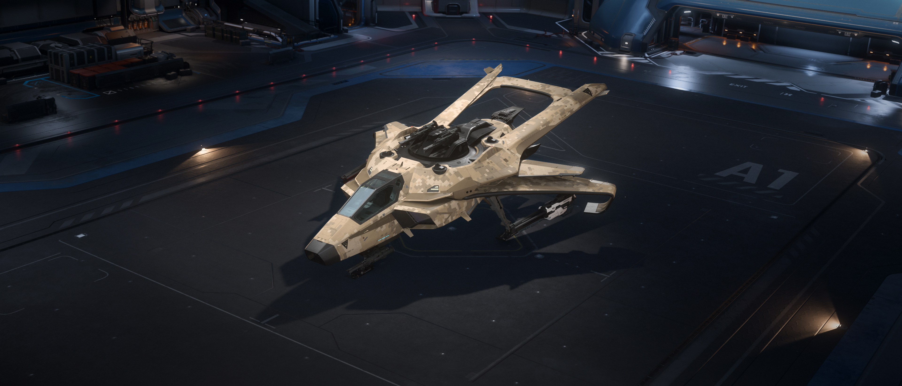 File:F7 Hornet MkII Simoom - Landed in hangar.png - Star Citizen Wiki