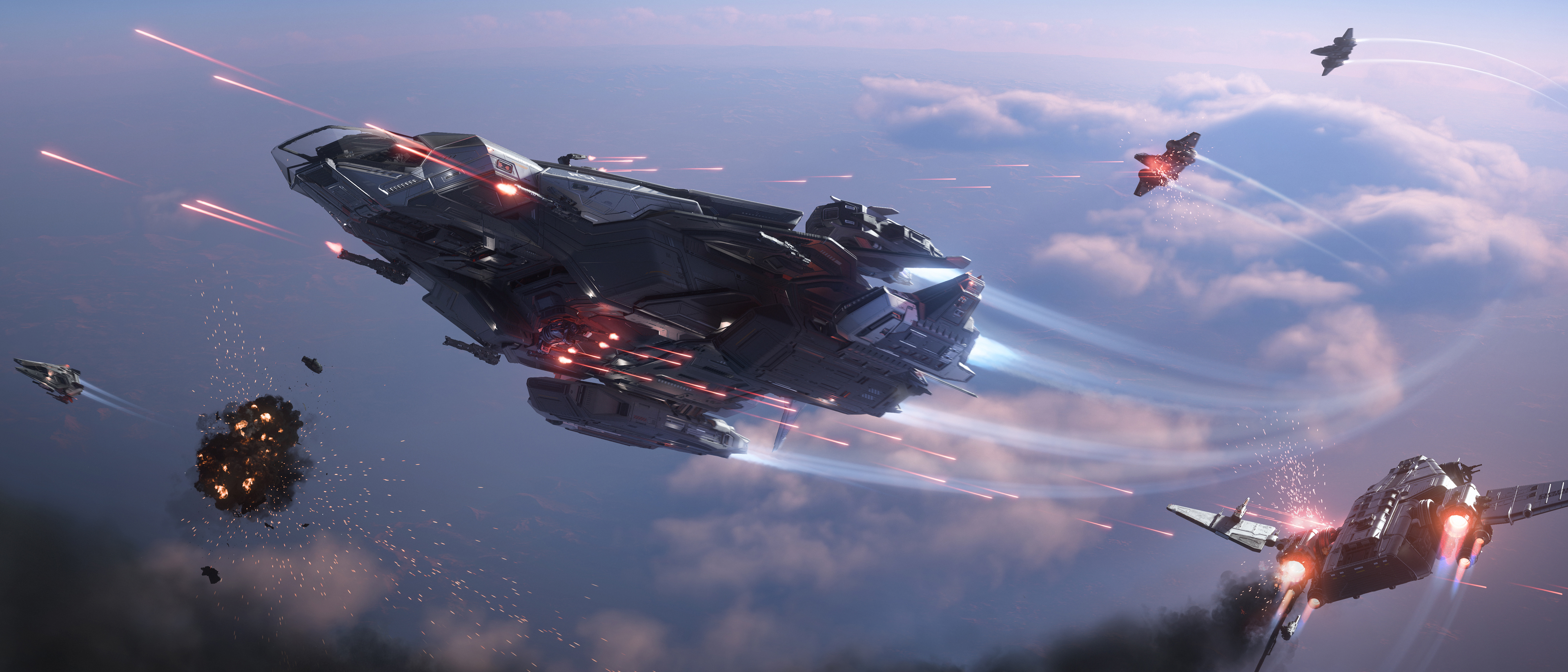 Constellation Mk V Centaurus firing its weapons in a space battle